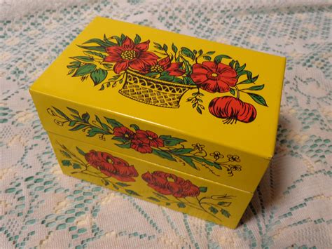 wall mount metal embossed vintage recipe box|antique wooden recipe boxes.